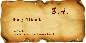 Berg Albert névjegykártya